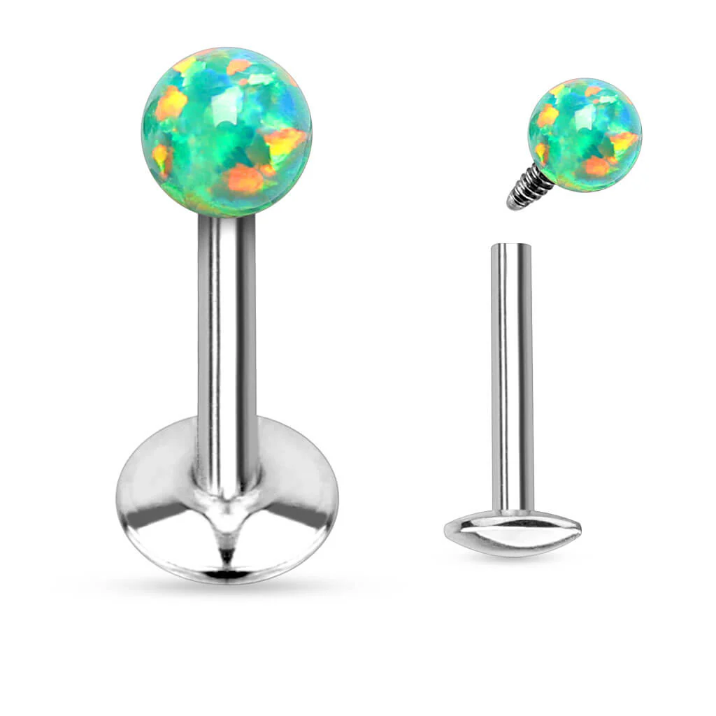 Labret Spherical Opal Silver Internally Threaded - Image 4