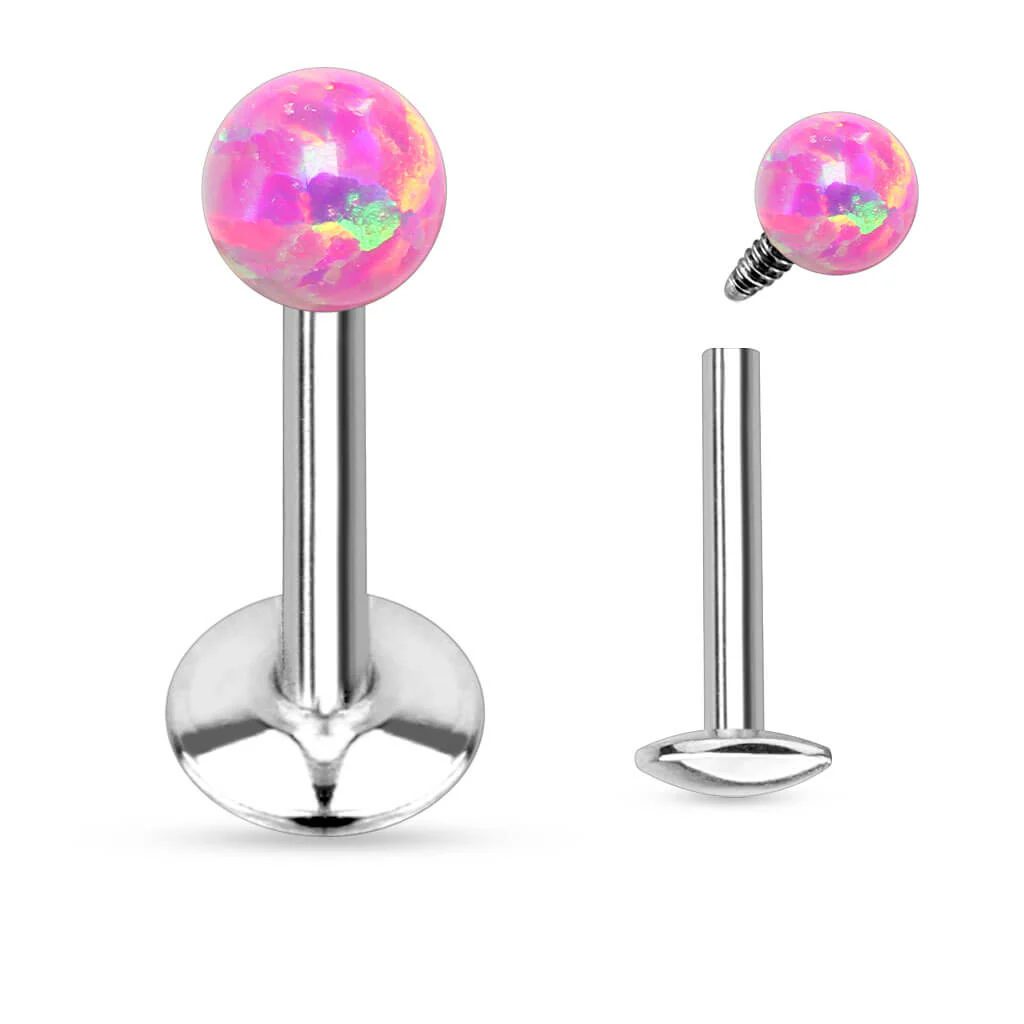 Labret Spherical Opal Silver Internally Threaded - Image 5