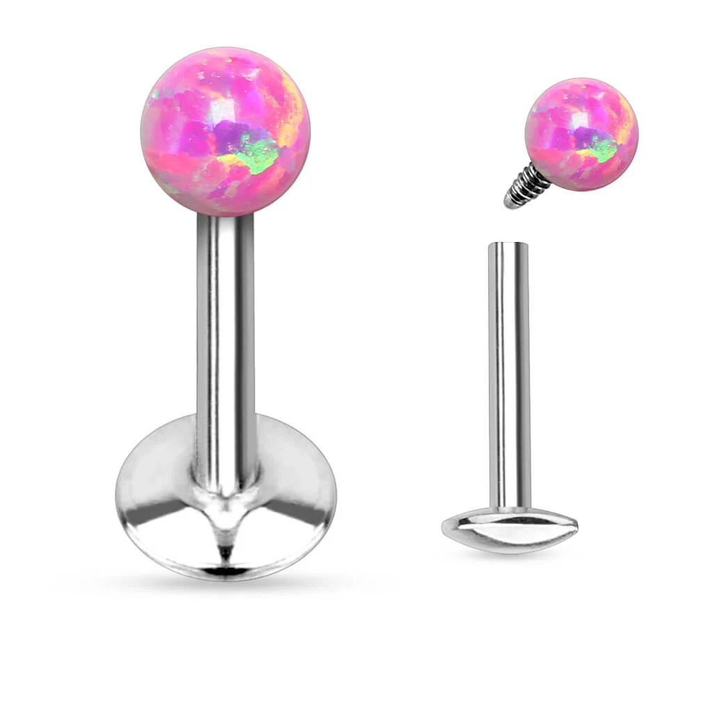 Labret Spherical Opal Silver Internally Threaded - Image 6