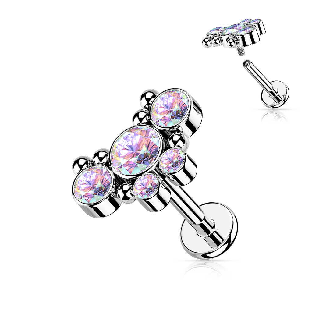 Labret Butterfly Zirconia Internally Threaded - Image 2
