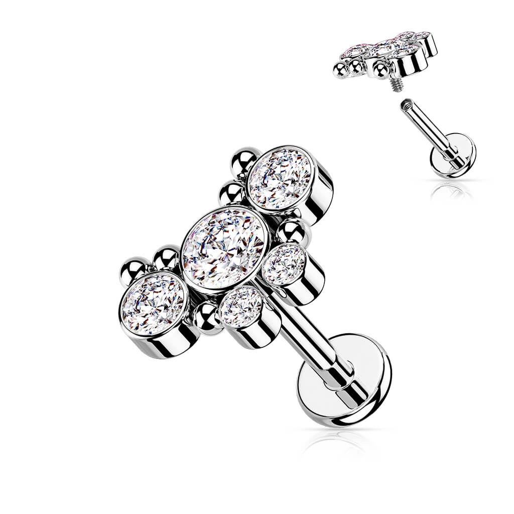 Labret Butterfly Zirconia Internally Threaded - Image 4