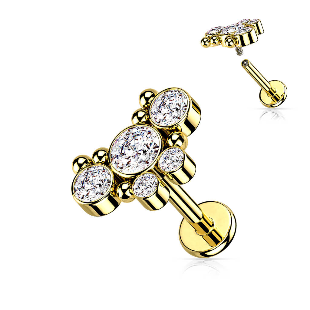 Labret Butterfly Zirconia Internally Threaded - Image 6