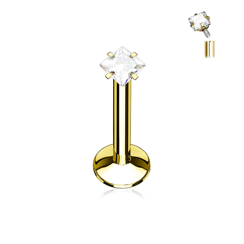 Labret Square Zirconia Internally Threaded - Image 2
