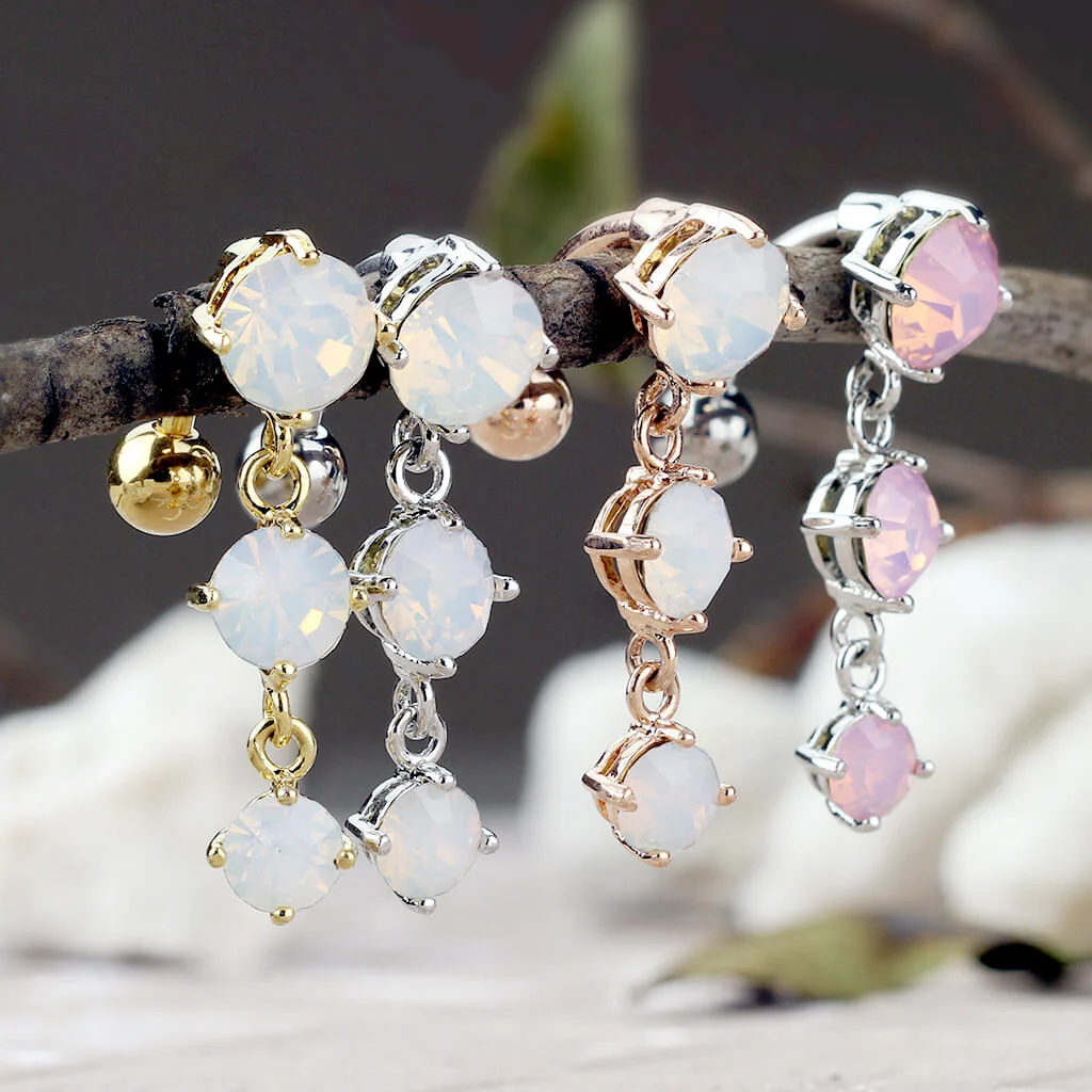 Belly Button Piercing Top Down 3 Zirconia dangle - Image 3