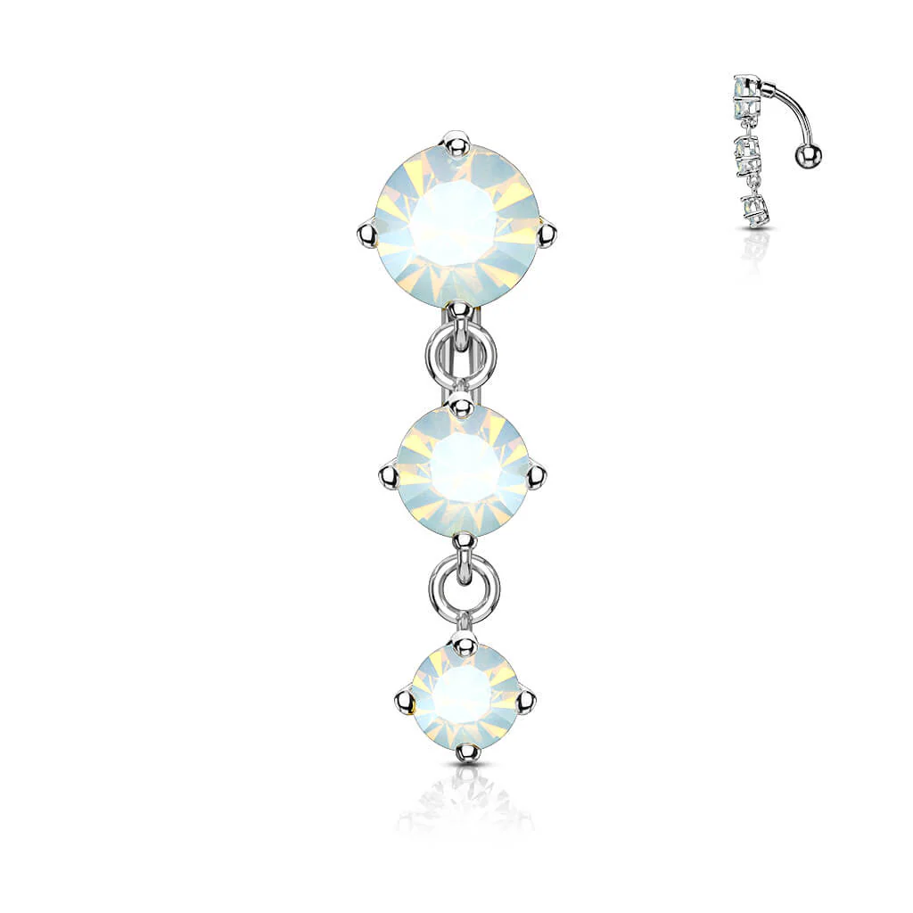 Belly Button Piercing Top Down 3 Zirconia dangle - Image 6