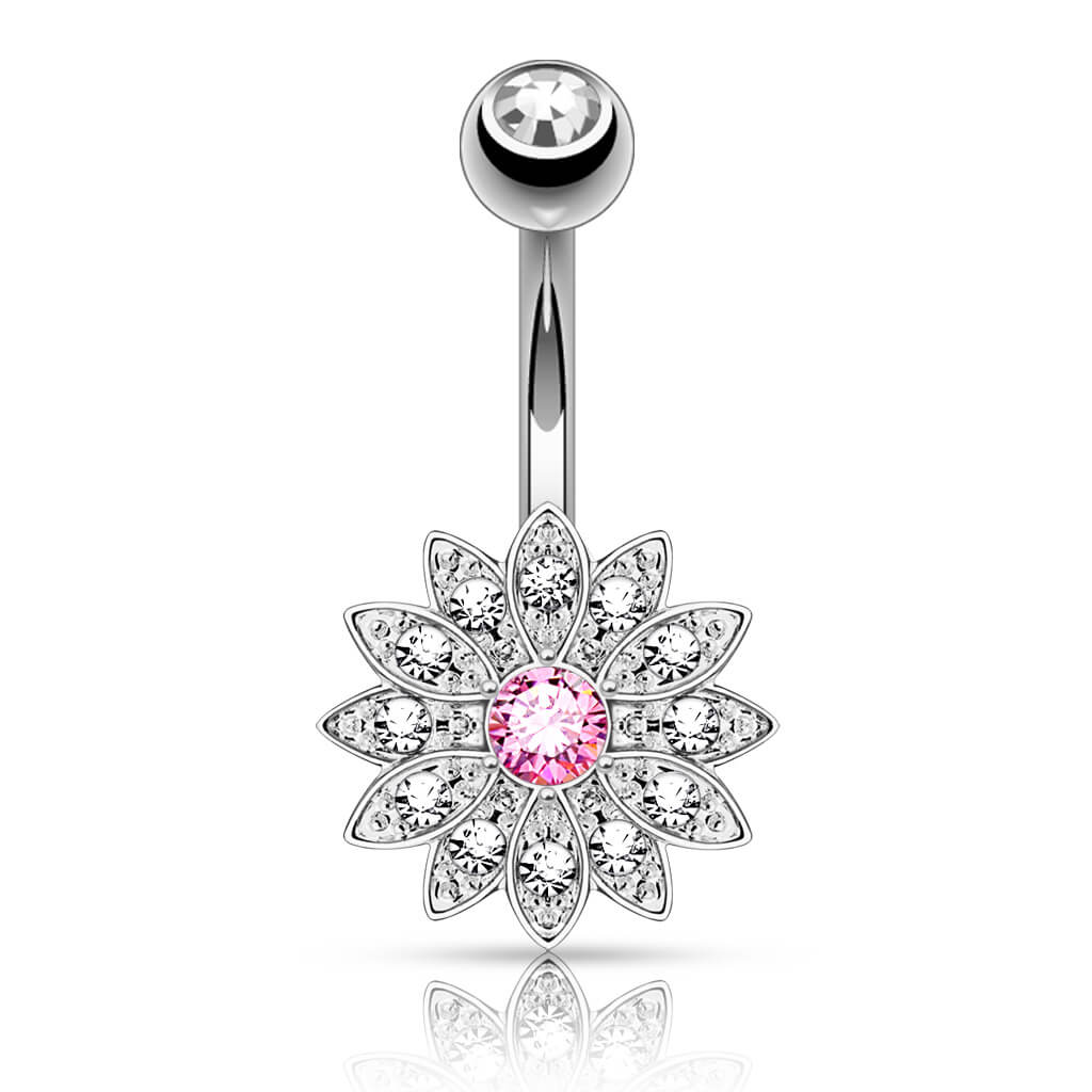 Belly Button Piercing Flower Zirconia - Image 3