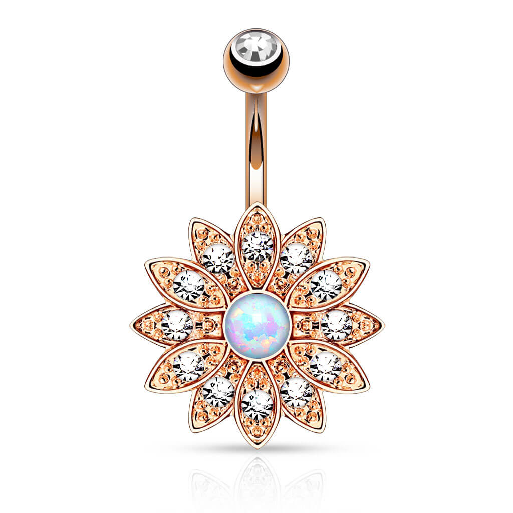 Belly Button Piercing Flower Zirconia Opal - Image 5