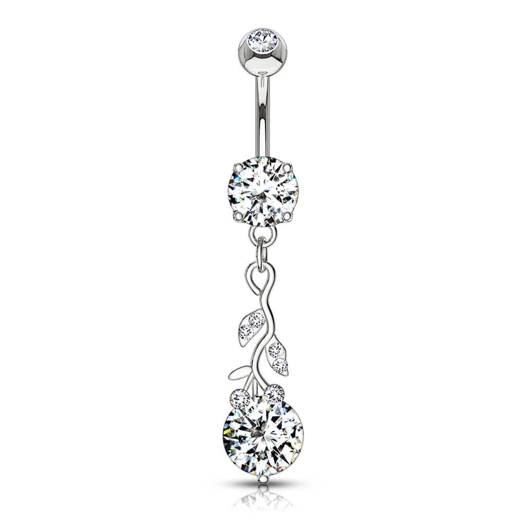 Belly Button Piercing Leaves dangle Zirconia - Image 2