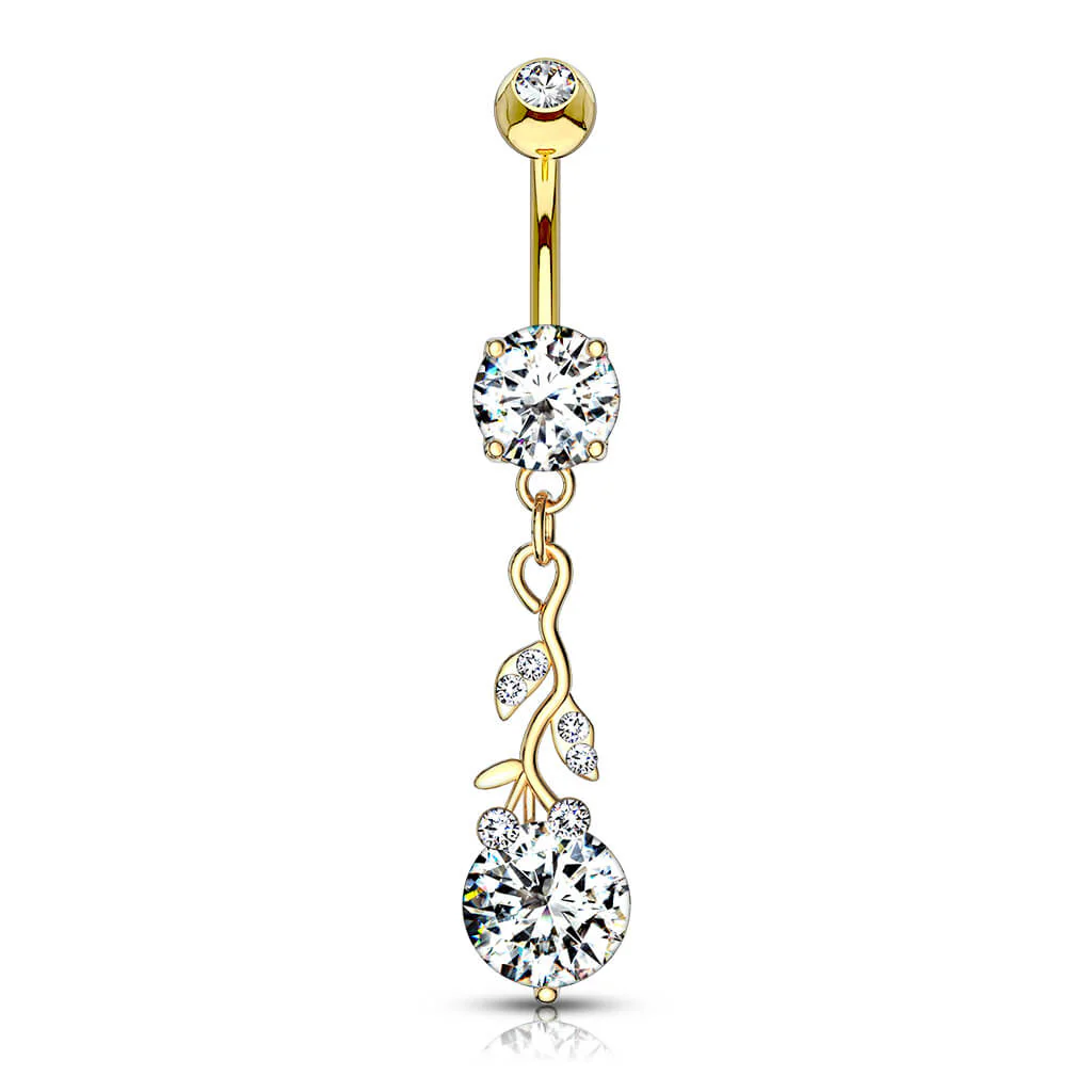 Belly Button Piercing Leaves dangle Zirconia - Image 4