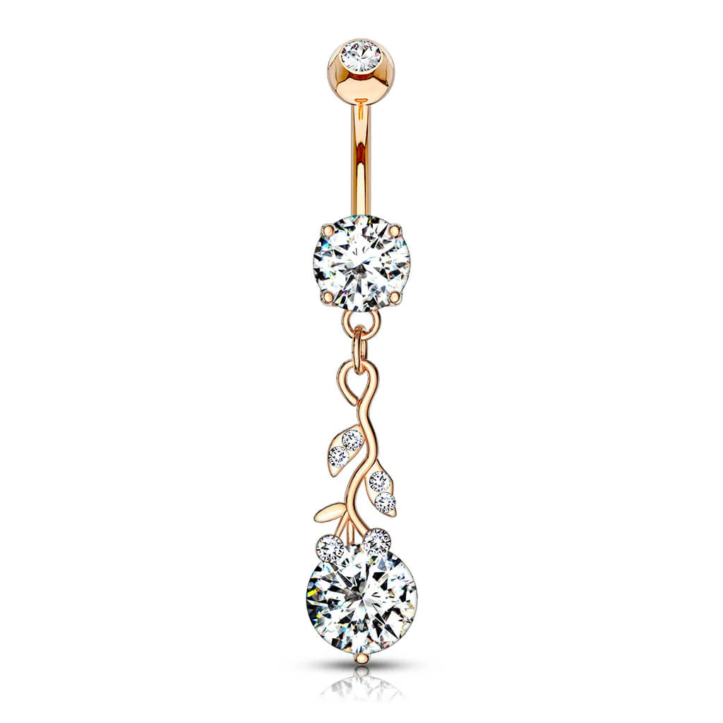 Belly Button Piercing Leaves dangle Zirconia - Image 8