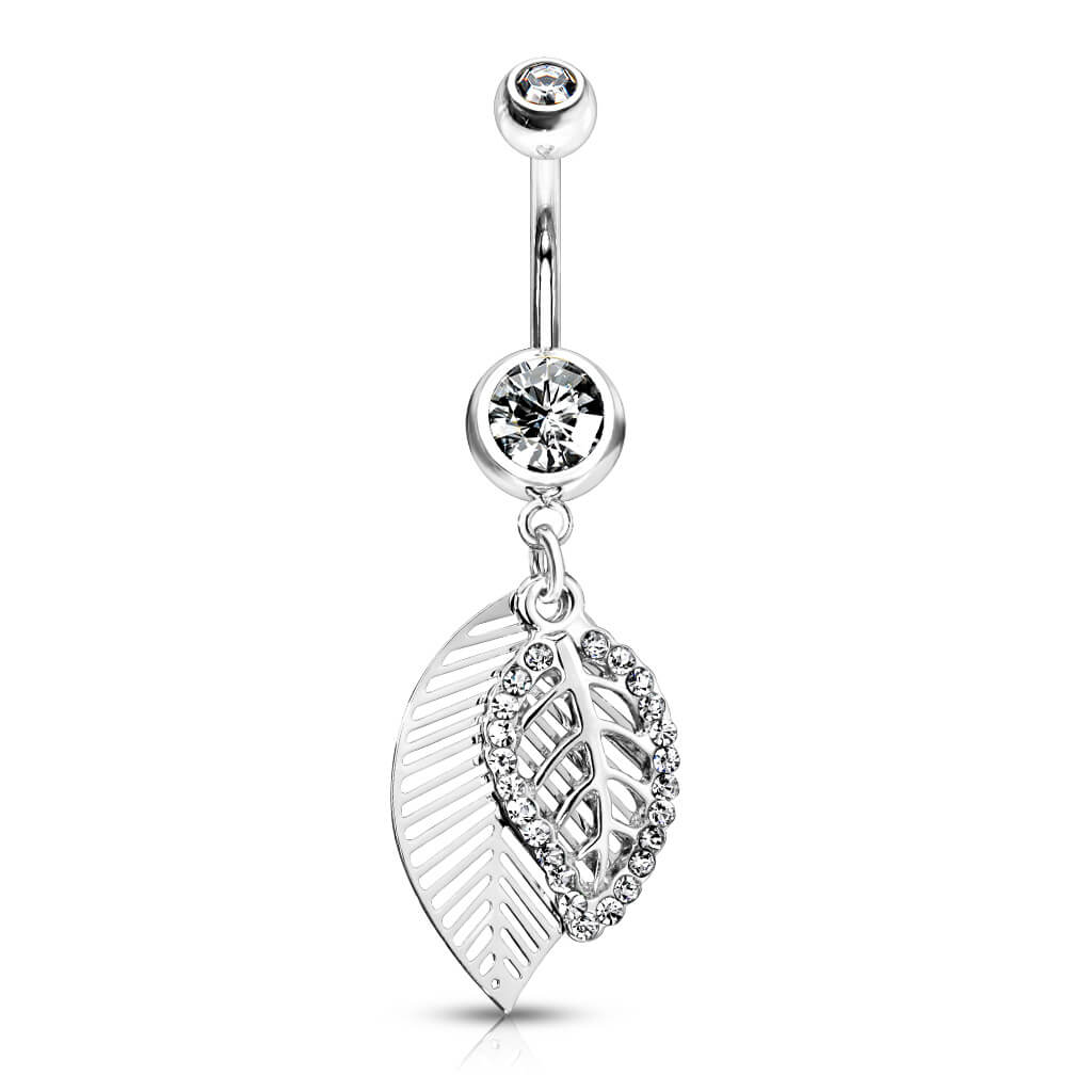 Belly Button Piercing Leaves dangle Zirconia - Image 2
