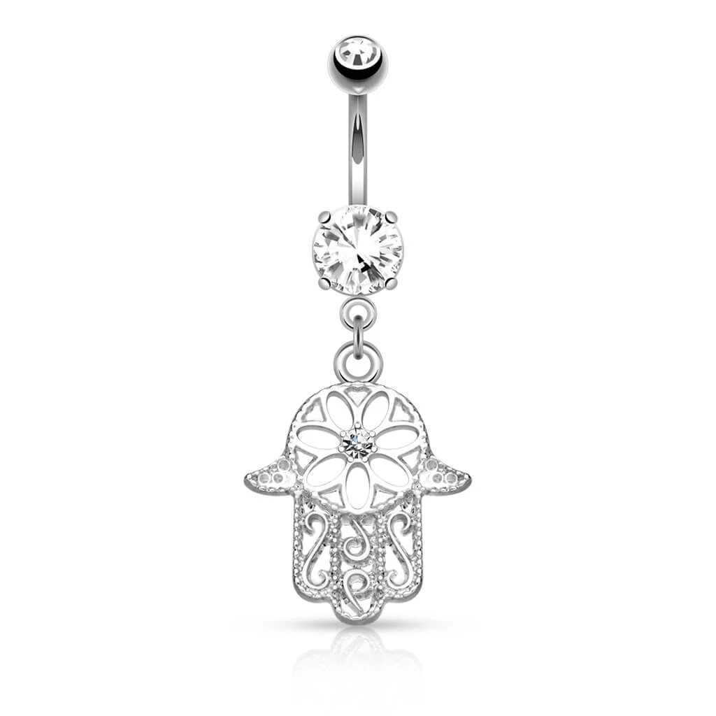 Belly Button Piercing Hamsa dangle Zirconia - Image 2