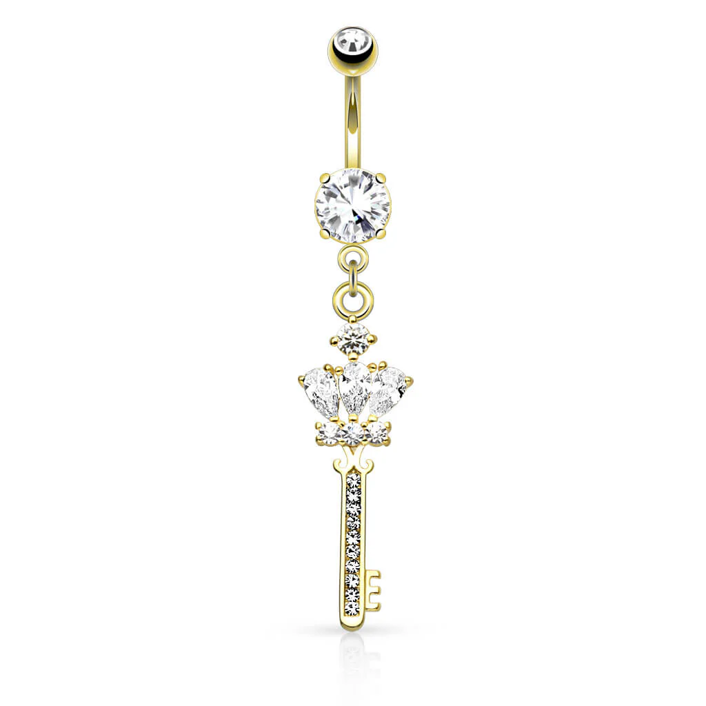Belly Button Piercing Key dangle Zirconia - Image 3