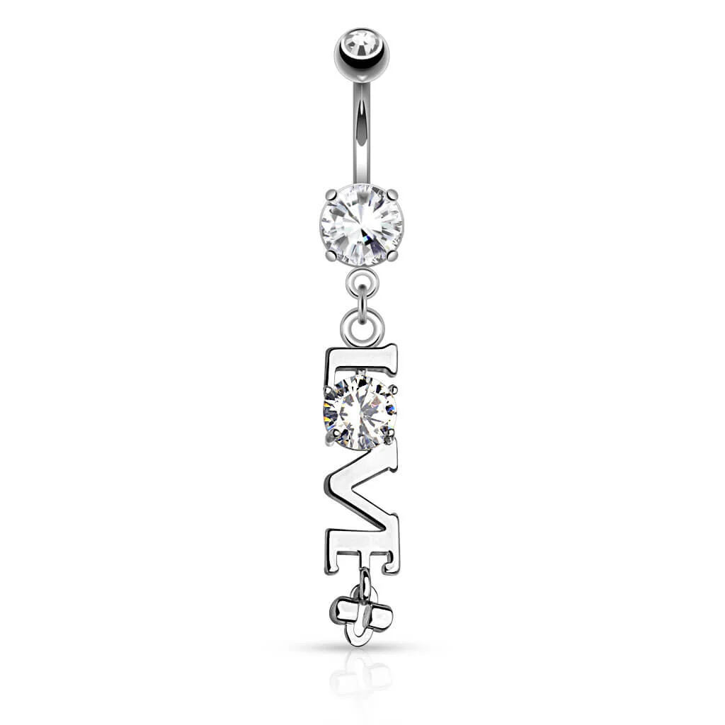 Belly Button Piercing LOVE dangle Zirconia - Image 2