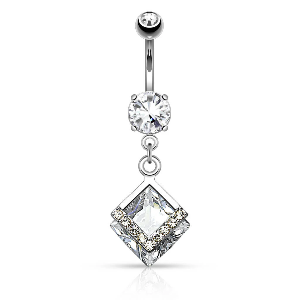 Belly Button Piercing Square dangle Zirconia - Image 2