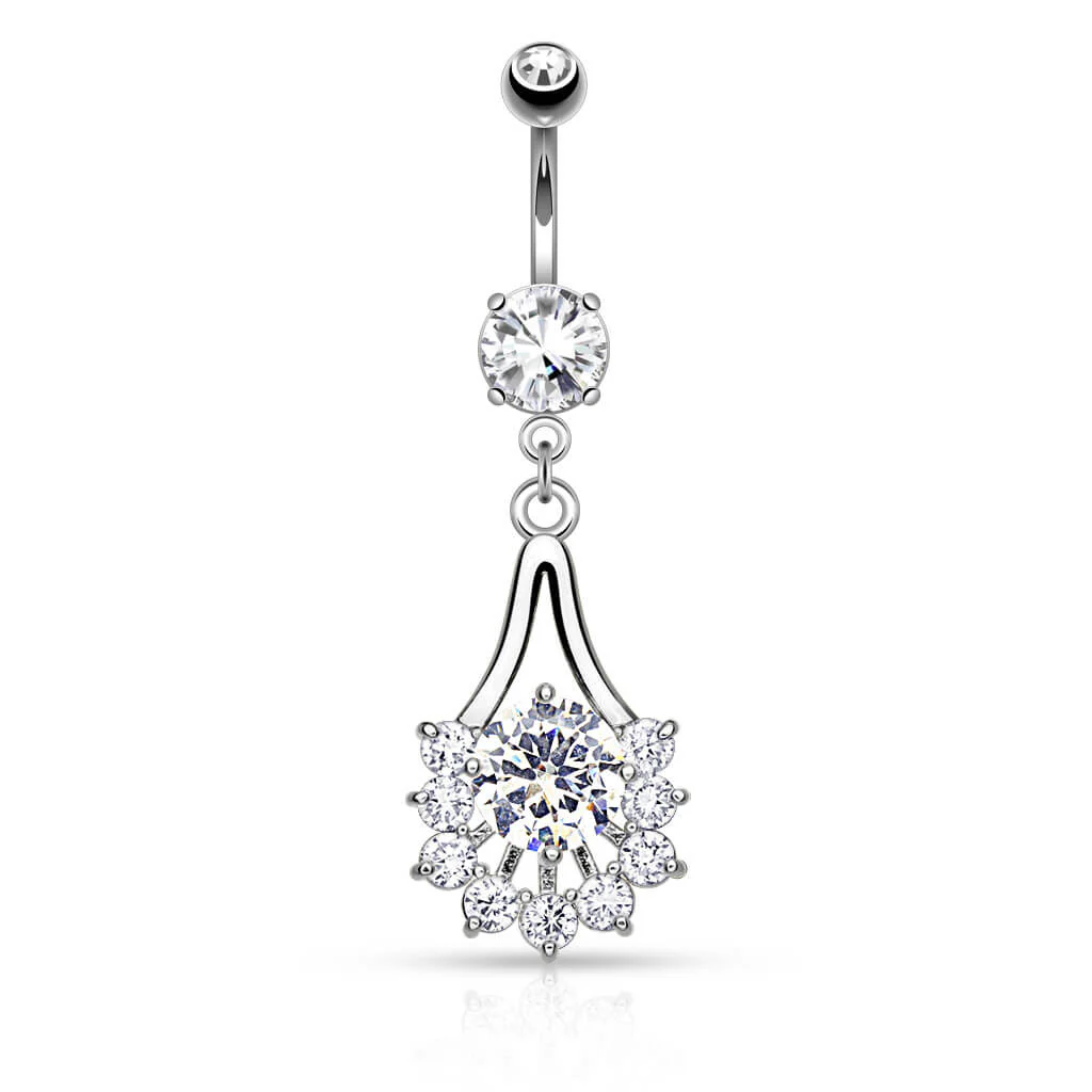 Belly Button Piercing Flower dangle Zirconia - Image 2