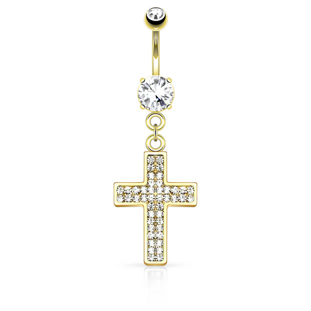 Belly Button Piercing Cross dangle Zirconia - Image 3