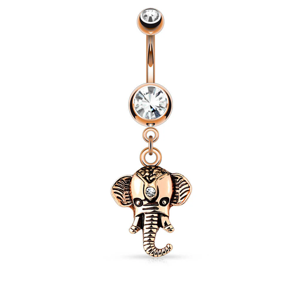 Belly Button Piercing Elephant dangle Zirconia - Image 3