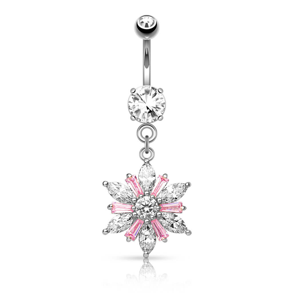 Belly Button Piercing Flower dangle Zirconia - Image 2