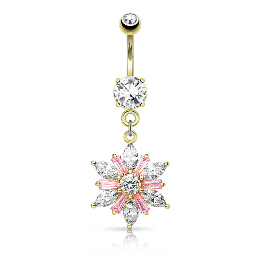 Belly Button Piercing Flower dangle Zirconia - Image 3