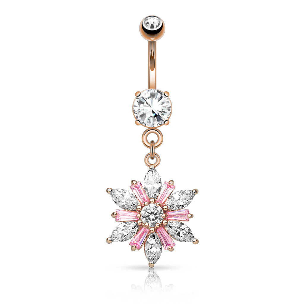 Belly Button Piercing Flower dangle Zirconia - Image 4