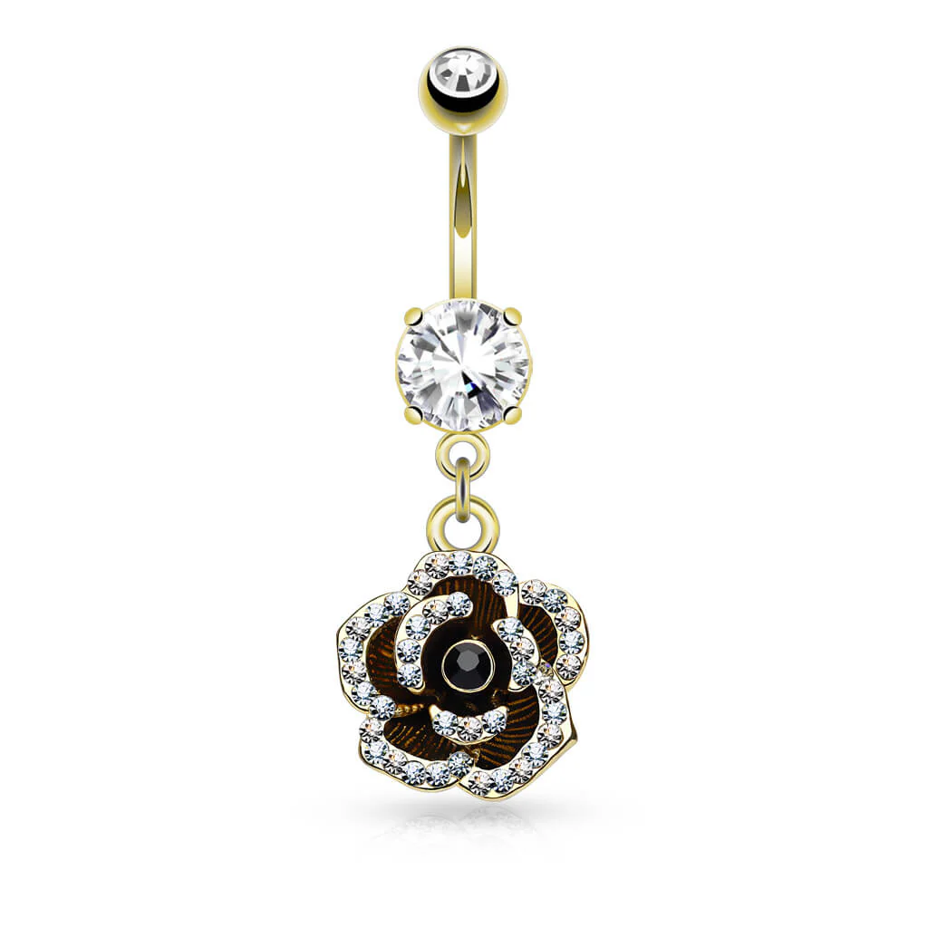 Belly Button Piercing Rose dangle Zirconia - Image 3