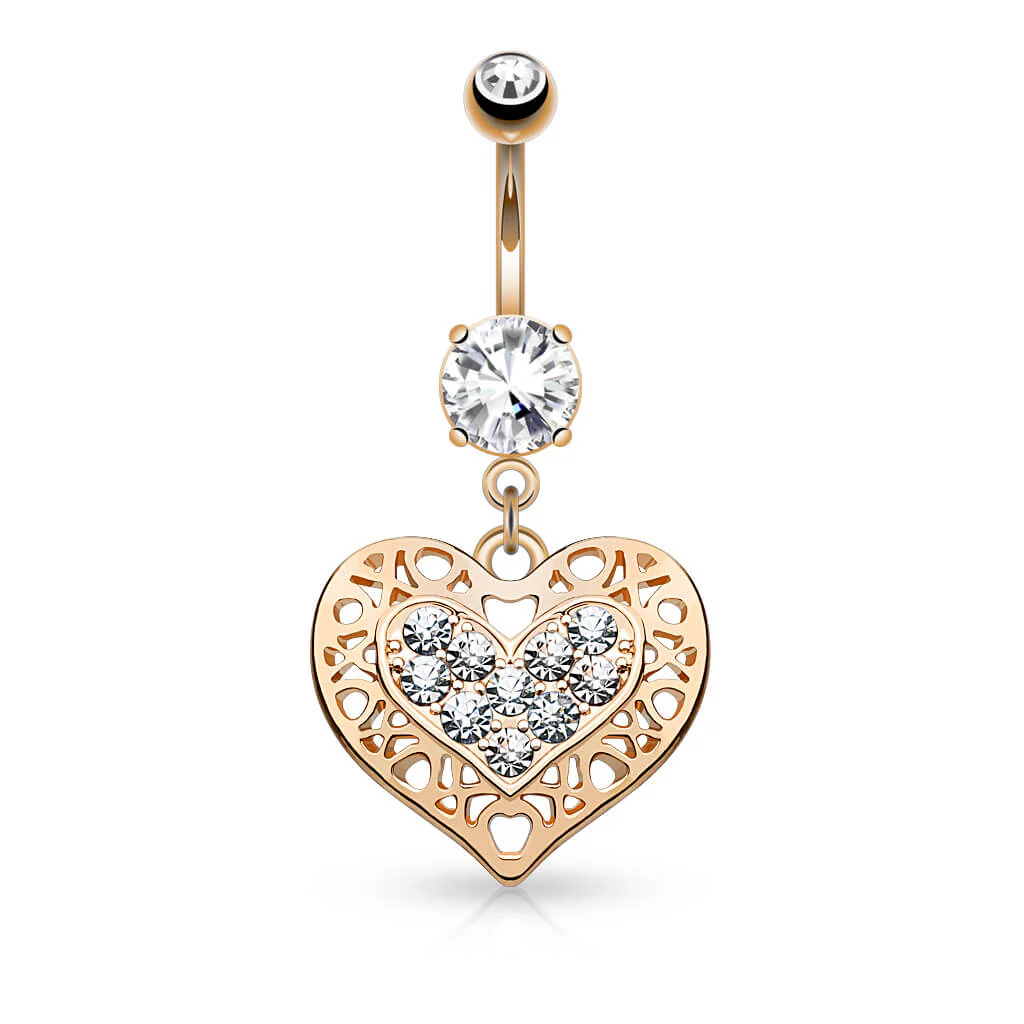 Belly Button Piercing Heart dangle Zirconia - Image 4