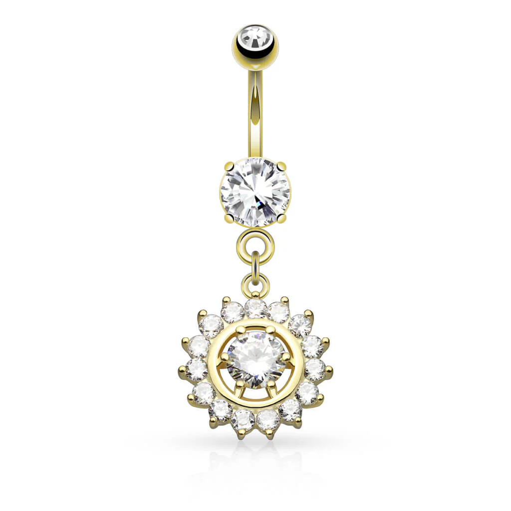 Belly Button Piercing Sun dangle Zirconia - Image 3