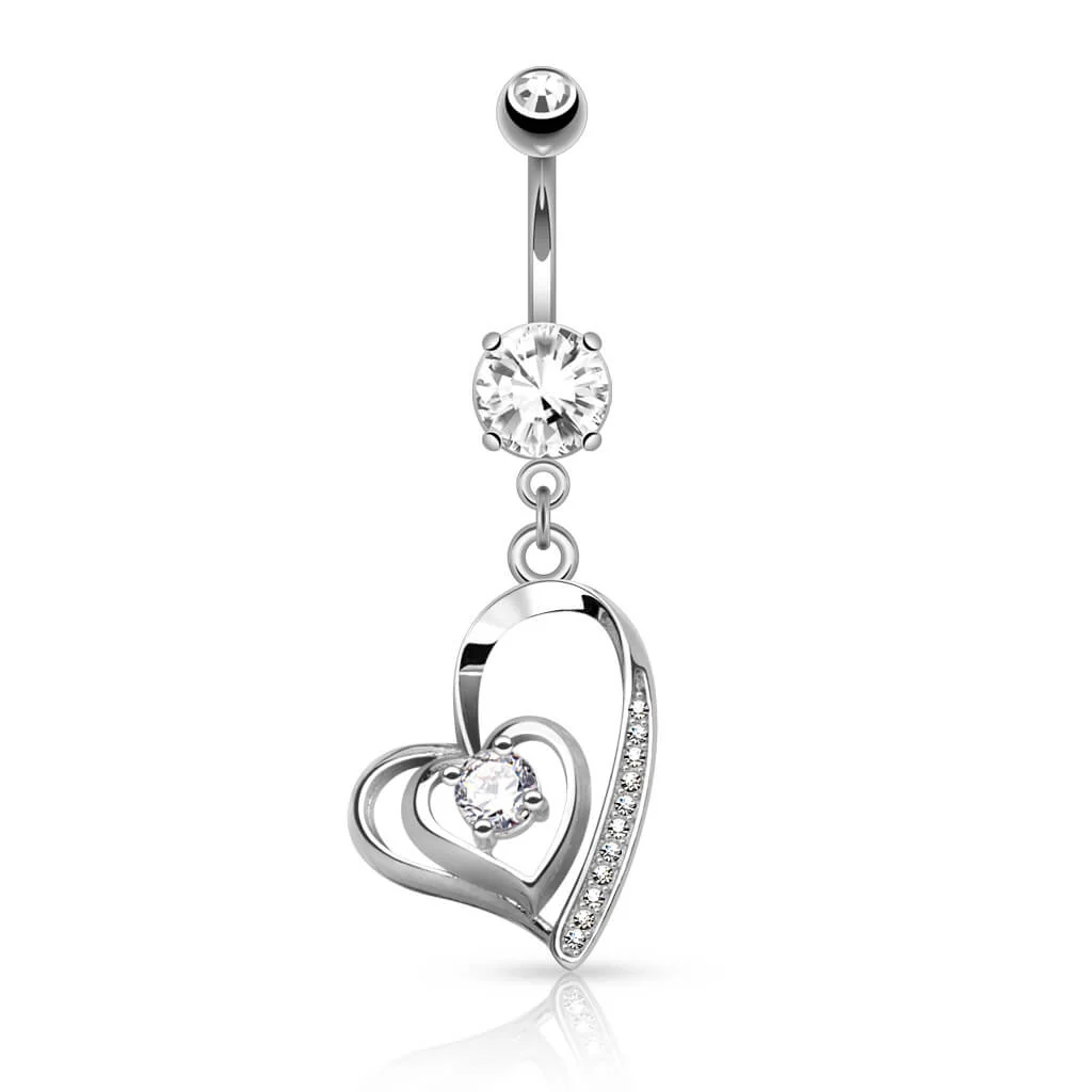 Belly Button Piercing Heart dangle Zirconia - Image 2