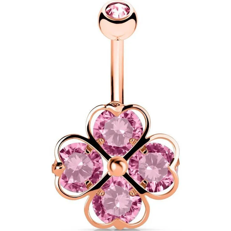 Belly Button Piercing CloverLeaf Zirconia