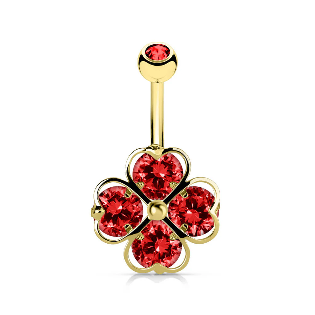 Belly Button Piercing CloverLeaf Zirconia - Image 3