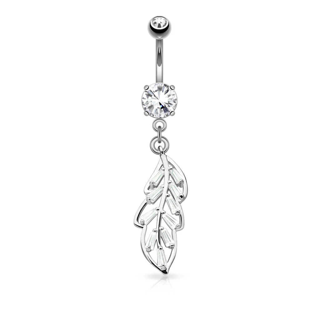 Belly Button Piercing Leaf dangle Zirconia - Image 2