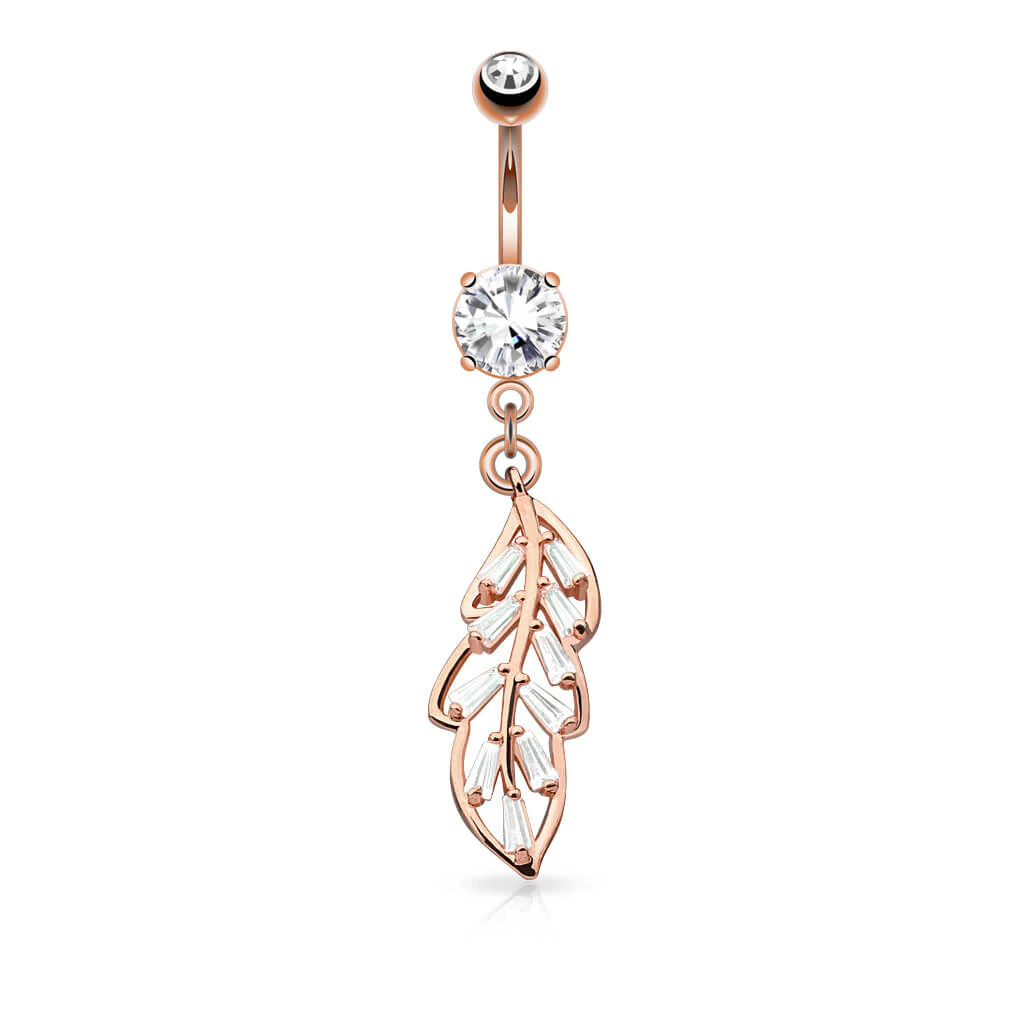 Belly Button Piercing Leaf dangle Zirconia - Image 4