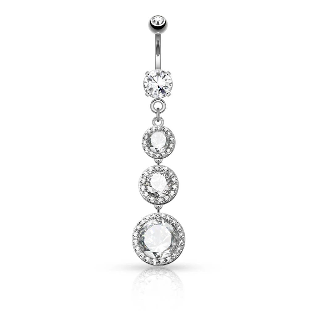 Belly Button Piercing Ball dangle 3 Zirconia - Image 2