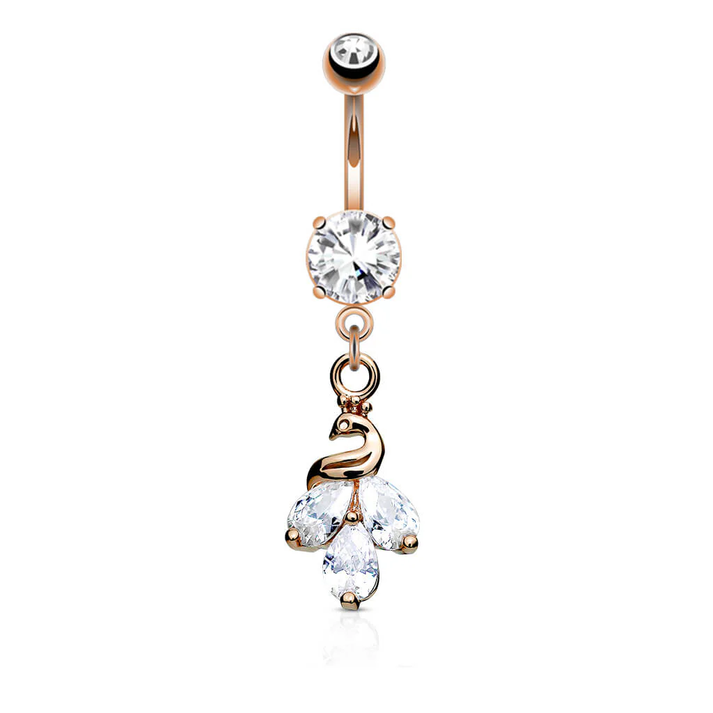 Belly Button Piercing Peacock dangle Zirconia - Image 4