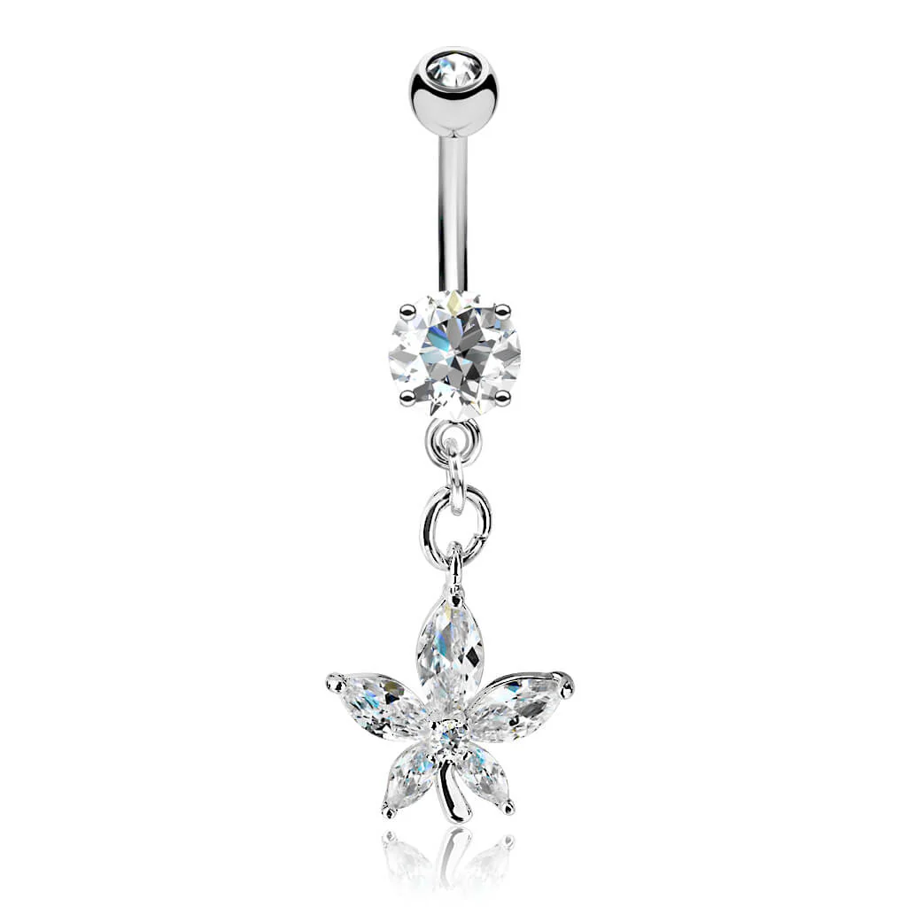 Belly Button Piercing Flower dangle Zirconia - Image 2