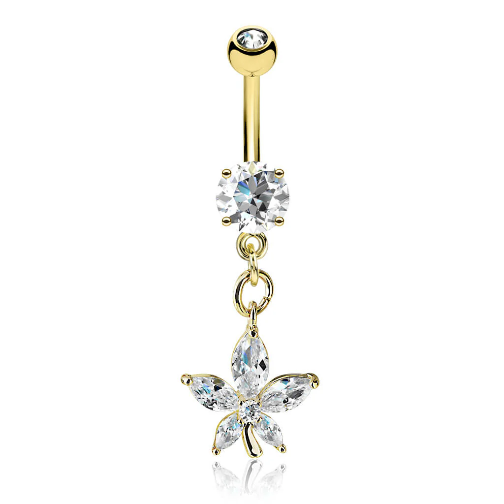 Belly Button Piercing Flower dangle Zirconia - Image 3