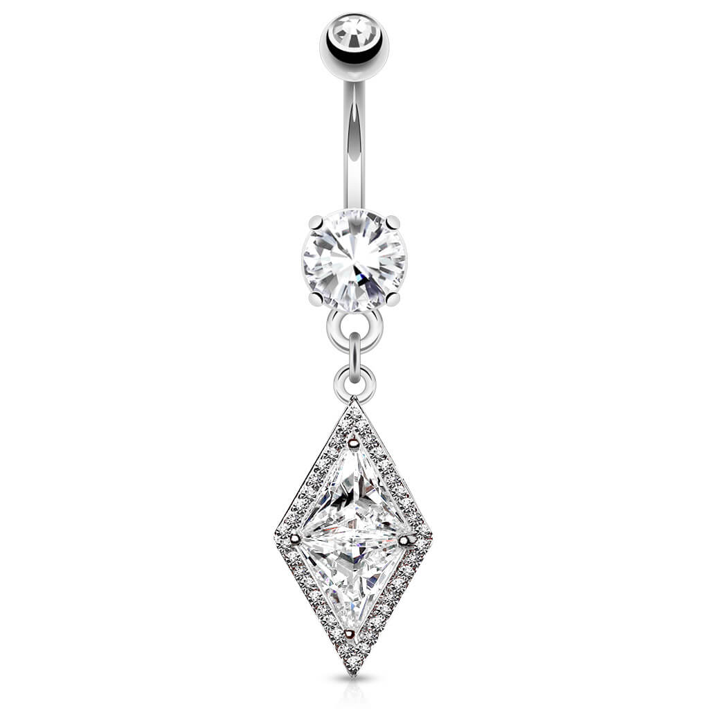 Belly Button Piercing Diamond shape dangle Zirconia - Image 2