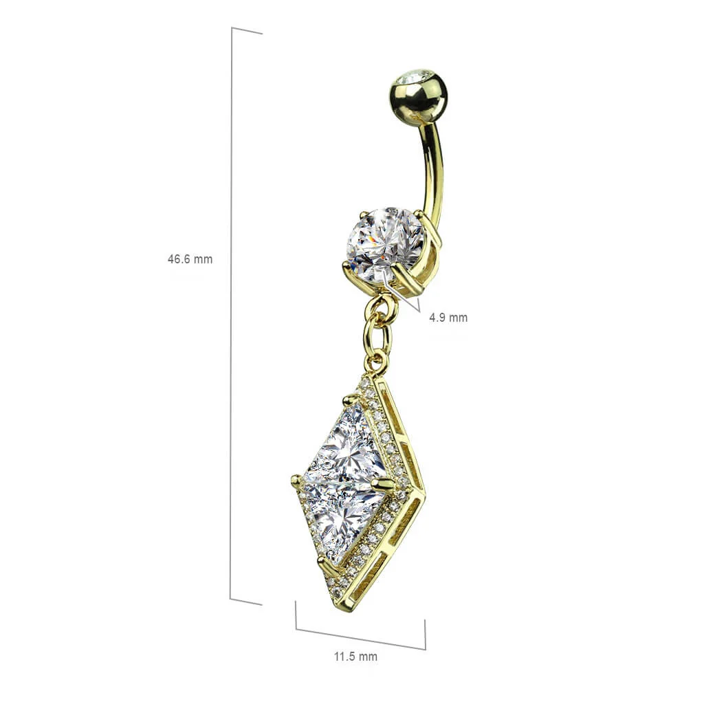 Belly Button Piercing Diamond shape dangle Zirconia - Image 3