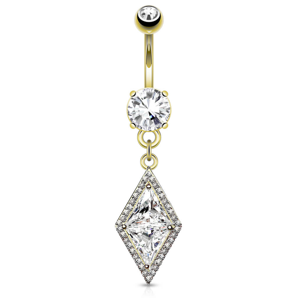 Belly Button Piercing Diamond shape dangle Zirconia - Image 4