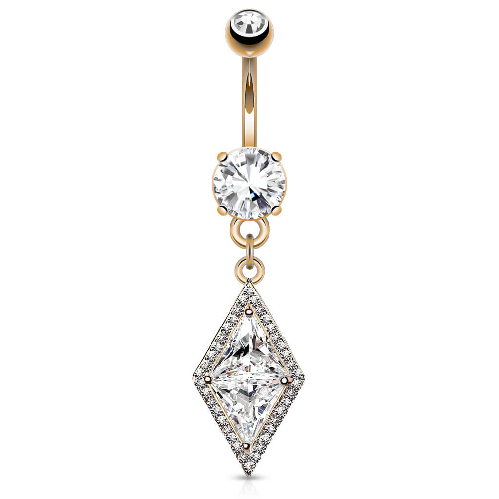 Belly Button Piercing Diamond shape dangle Zirconia - Image 8