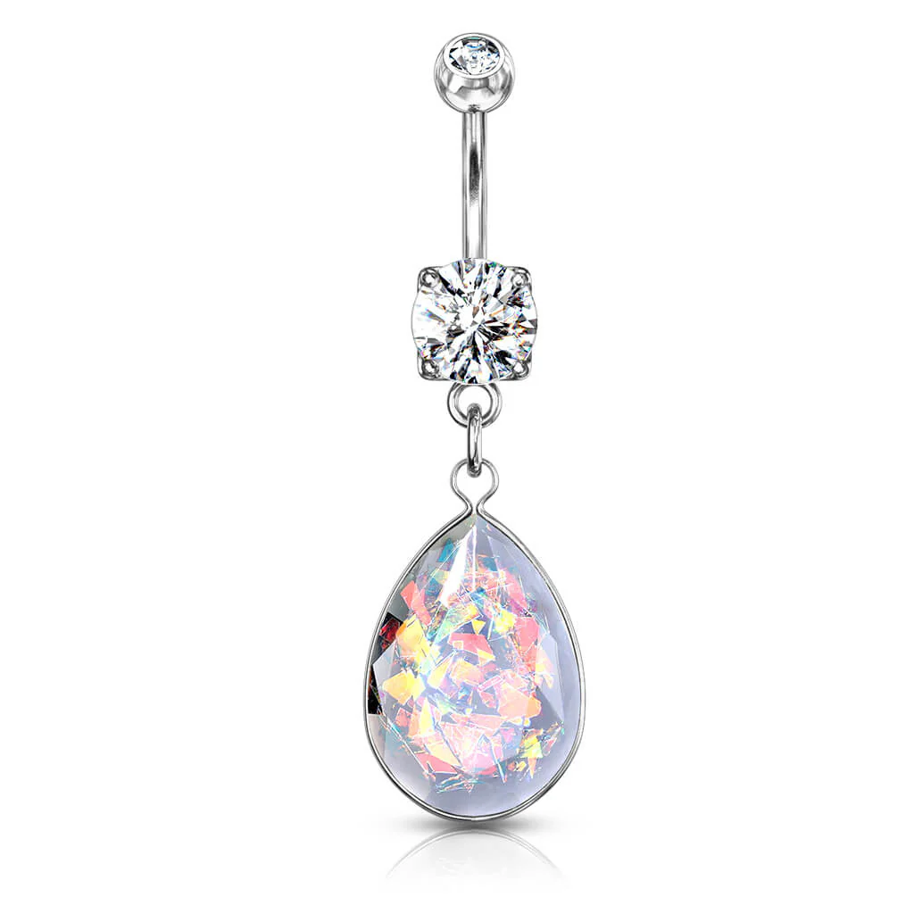 Belly Button Piercing Rainbow dangle Opal - Image 2