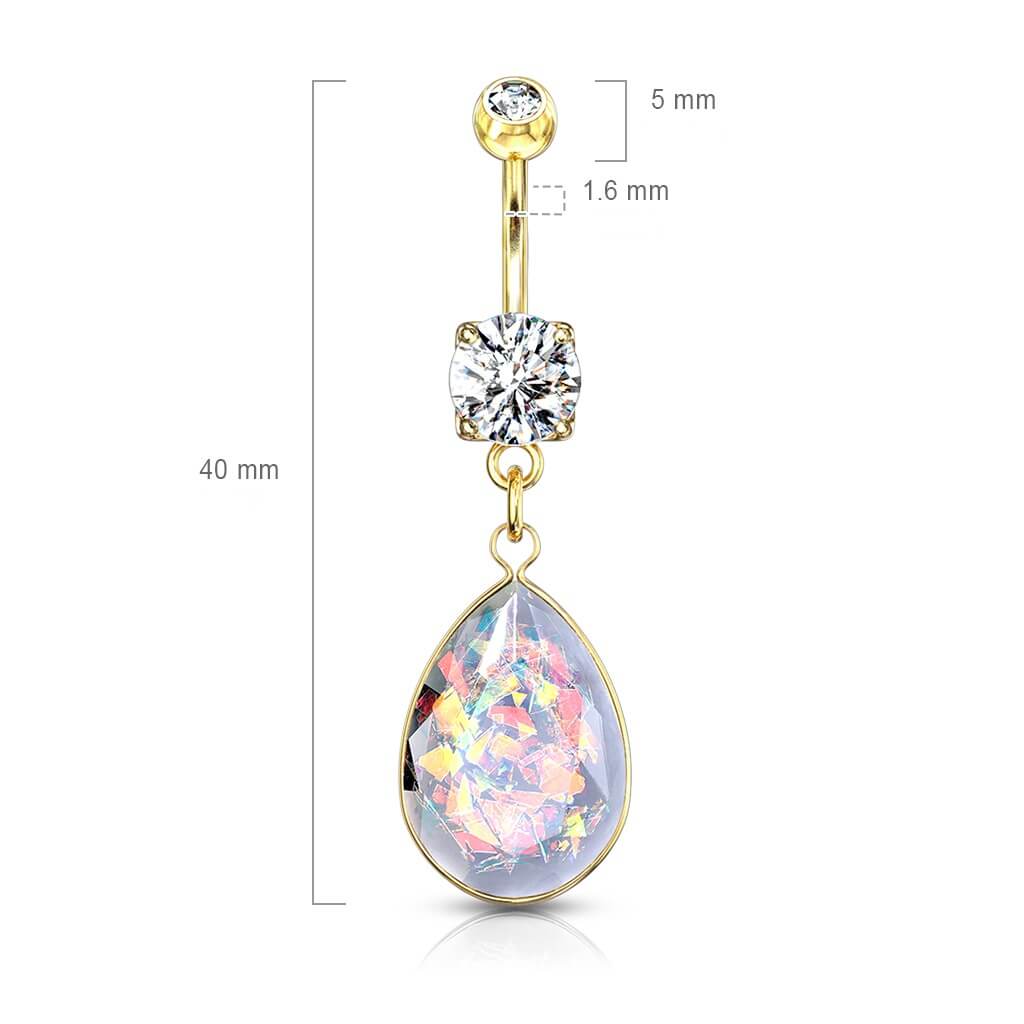 Belly Button Piercing Rainbow dangle Opal - Image 3