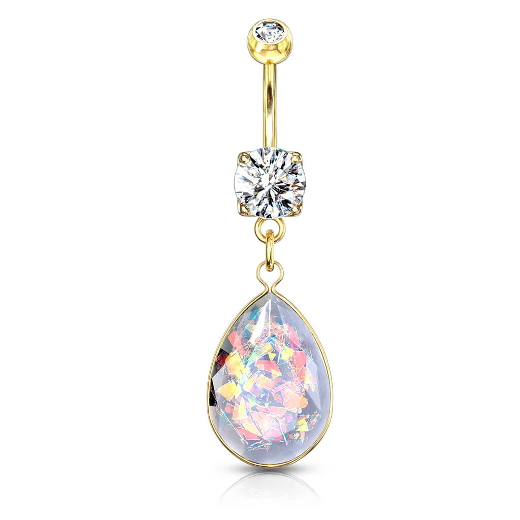 Belly Button Piercing Rainbow dangle Opal - Image 4