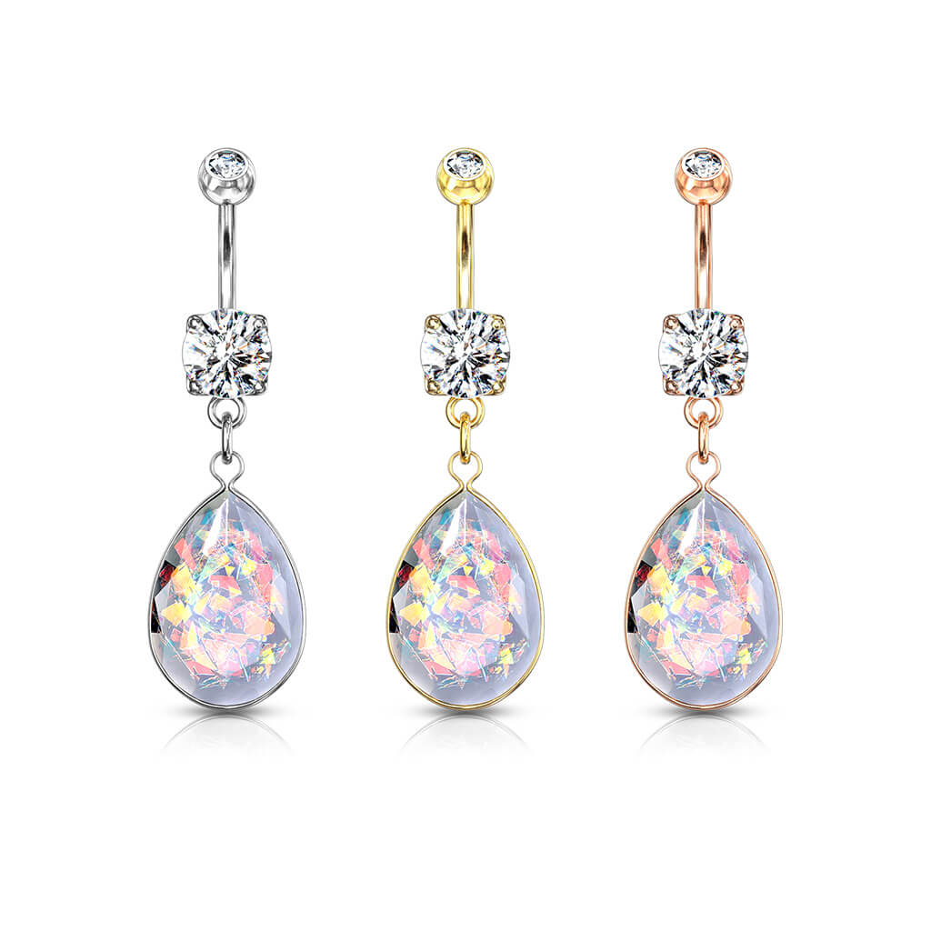 Belly Button Piercing Rainbow dangle Opal - Image 5