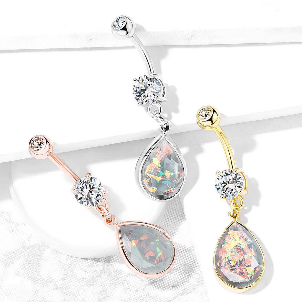 Belly Button Piercing Rainbow dangle Opal - Image 7