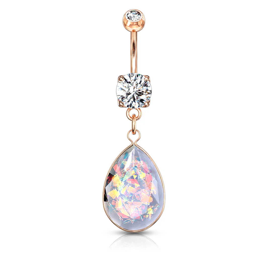Belly Button Piercing Rainbow dangle Opal - Image 8