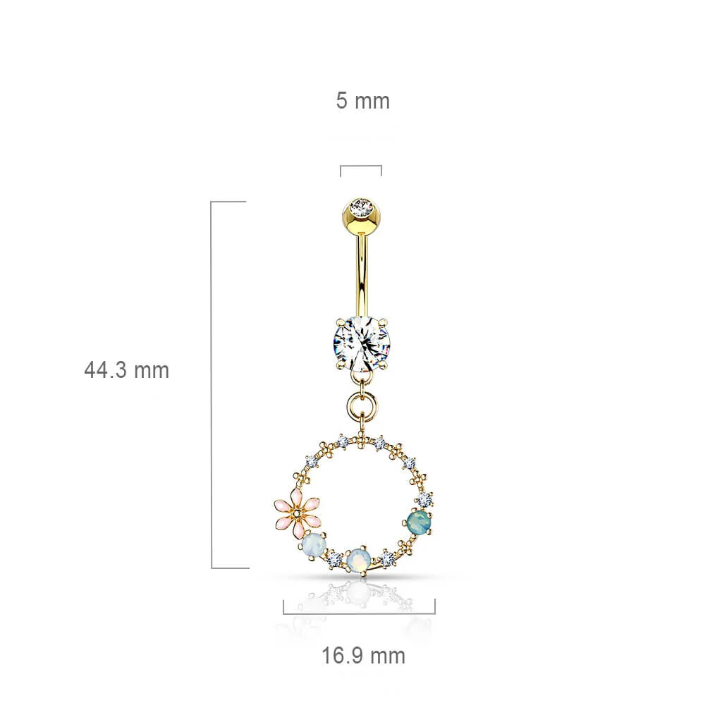 Belly Button Piercing Flower Wreath dangle Zirconia - Image 3