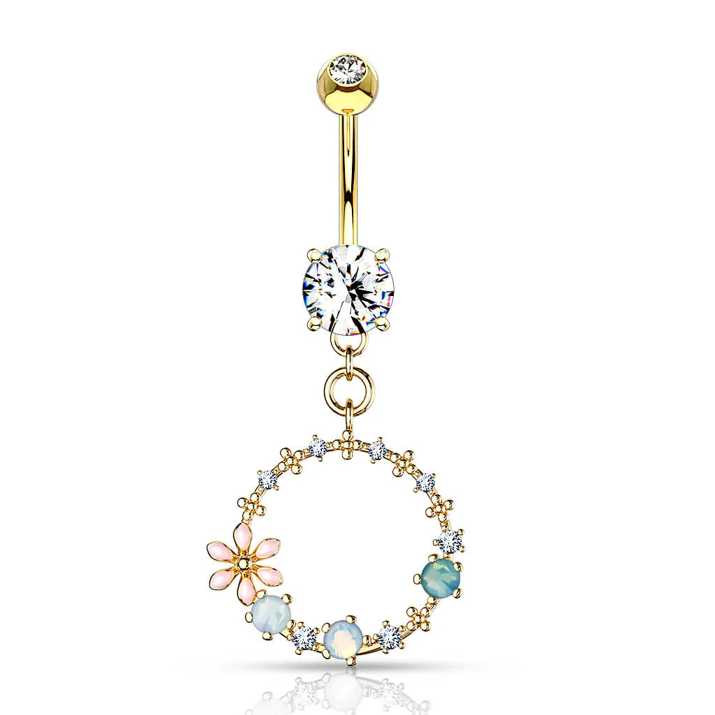 Belly Button Piercing Flower Wreath dangle Zirconia - Image 4