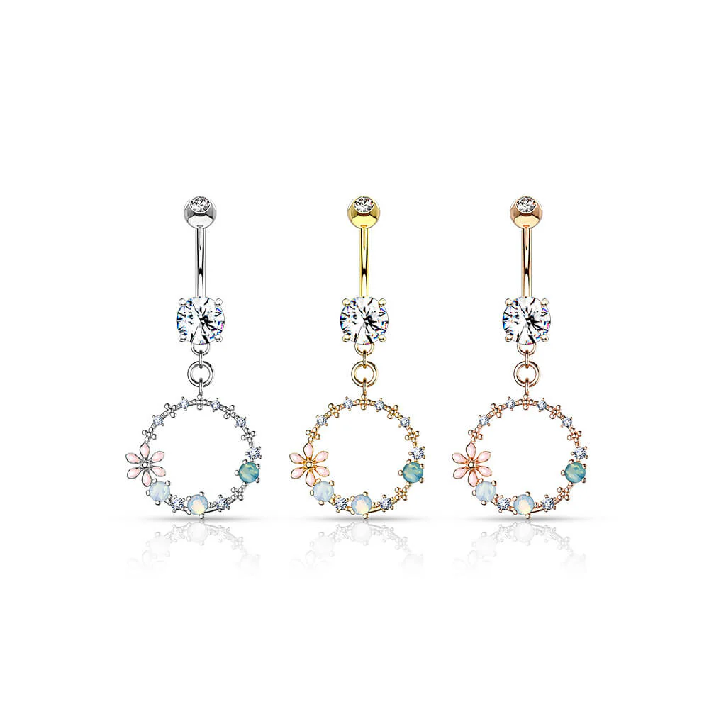 Belly Button Piercing Flower Wreath dangle Zirconia - Image 5